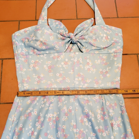 VTG Handmade Ditsy Floral Halter Maxi Pin up Dress - Picture 6 of 10